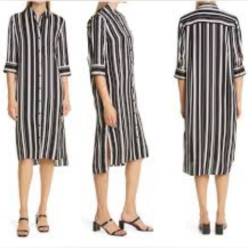 🪩 Nordstrom Signature Utility Stretch
Silk Striped Shirtdress Size 8